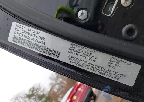 2022 Dodge Challenger Sxt z USA, uszkodzony, nr VIN 2C3CDZAGXNH128691